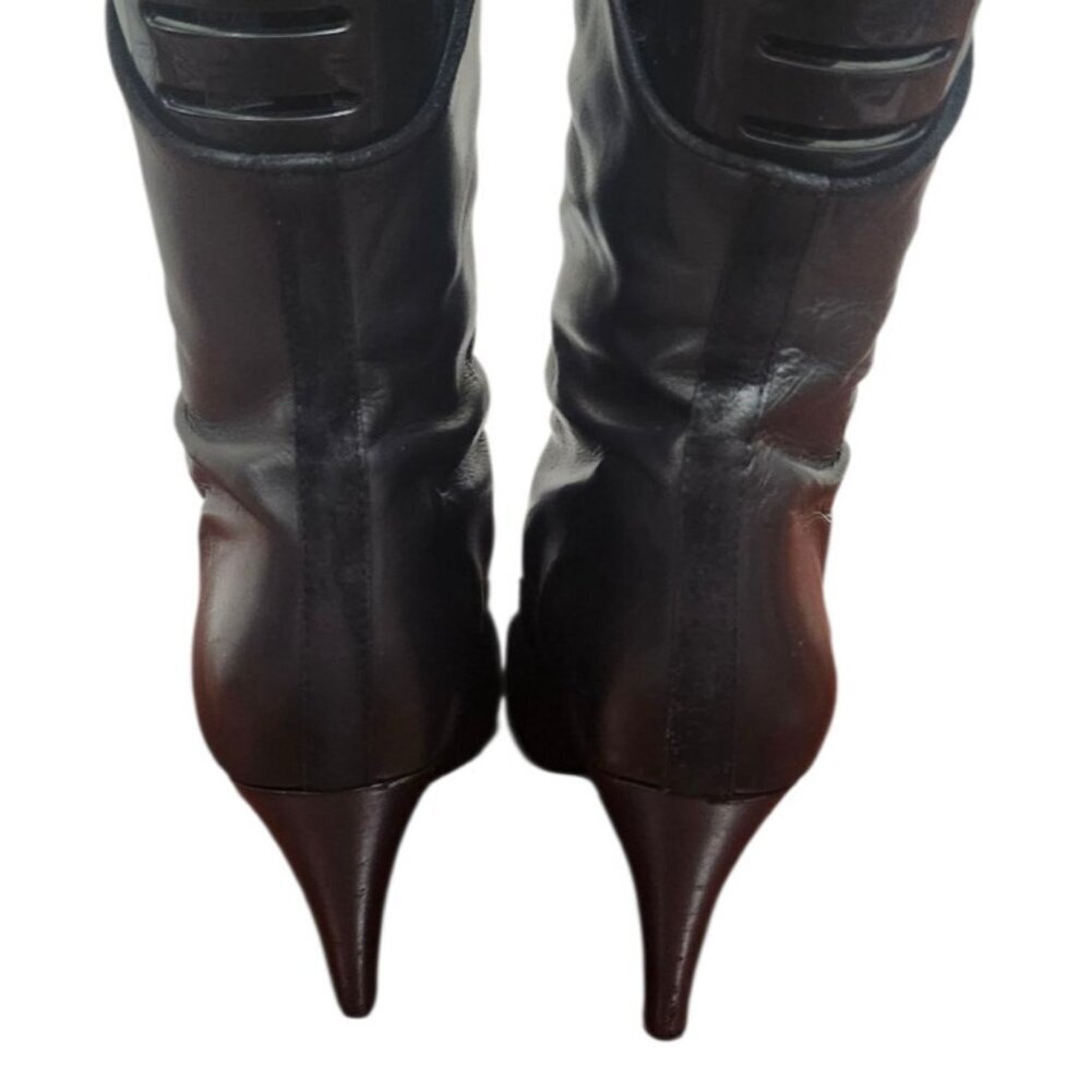 Proenza Schoulee Women’s Black Lace-Up Leather Suede Heeled Boots Pointed Toe 9 - Picture 9 of 16